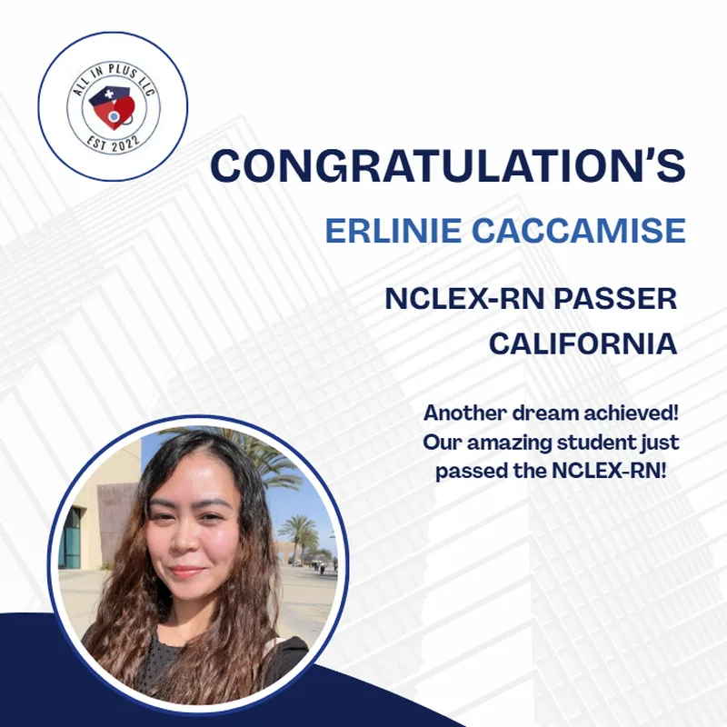 Erlinie Caccamise, NCLEX-RN Passer