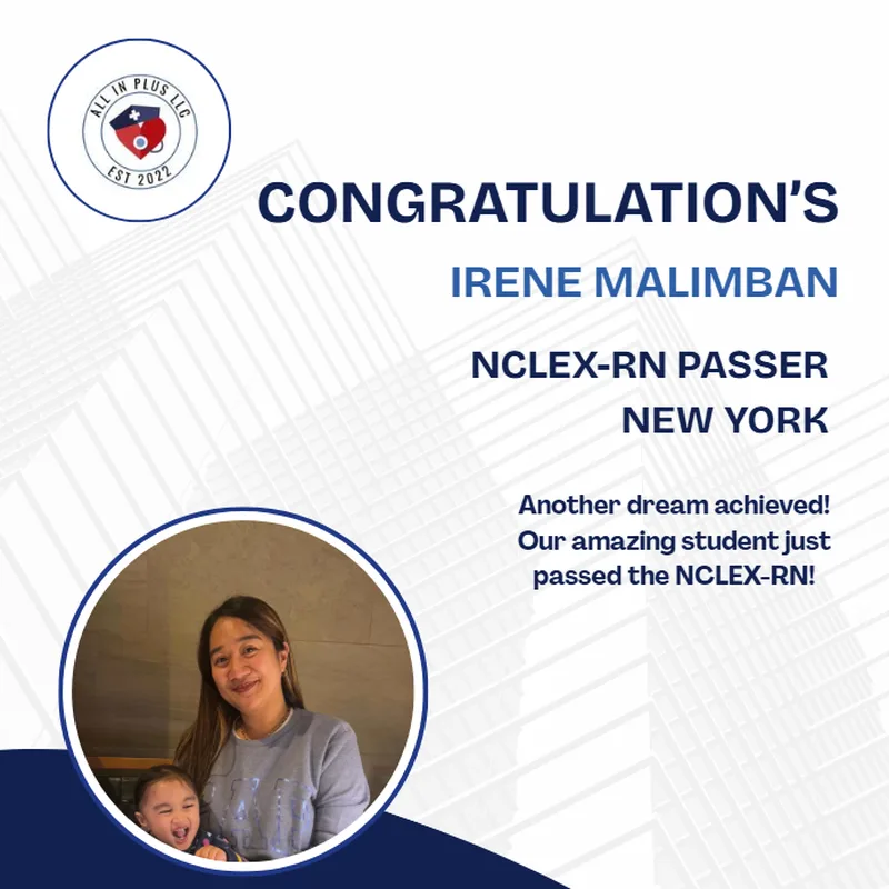 Irene Malimban, NCLEX-RN Passer