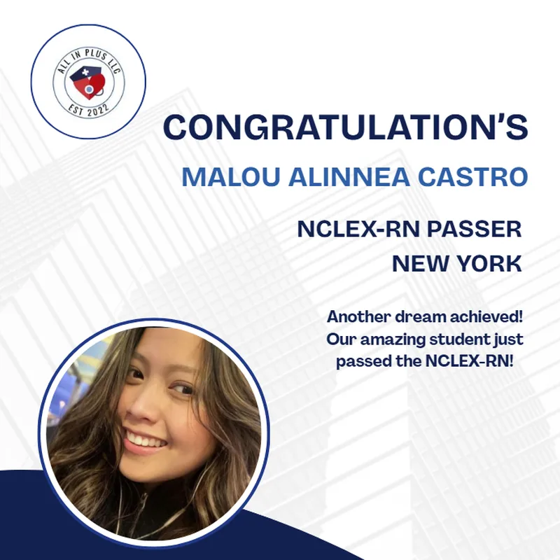 Malou Alinnea Castro, NCLEX-RN Passer